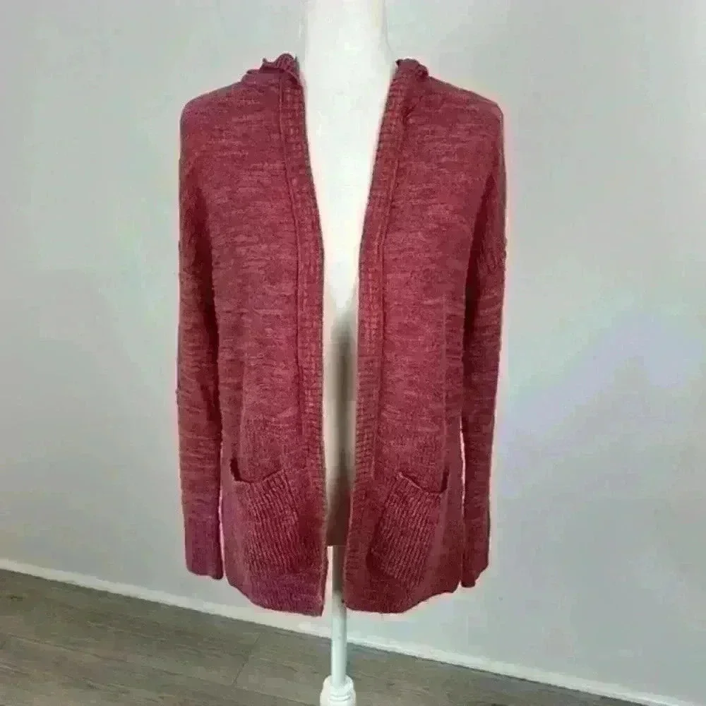 American Eagle Pink Knit Hooded Cardigan Size XS